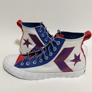Converse UNT1TL3D Hi Top Canvas White/Rush Blue-University Red Mens Size 10